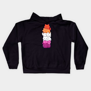 Lesbian Pride Cat Lgbt Gay Flag Cute Hers And Hers Kids Hoodie